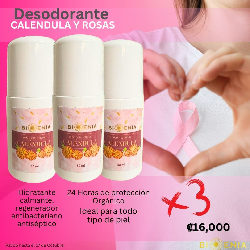 Desodorante caléndula y rosas 2X3