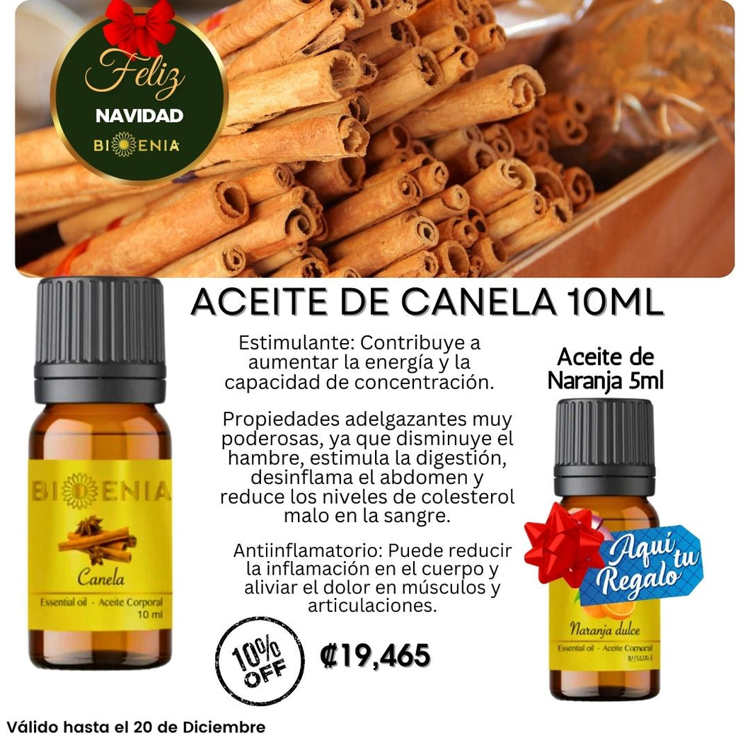 Aceite esencial de canela +Aceite Esencial de Naranja 5ml gratis -10%Desc