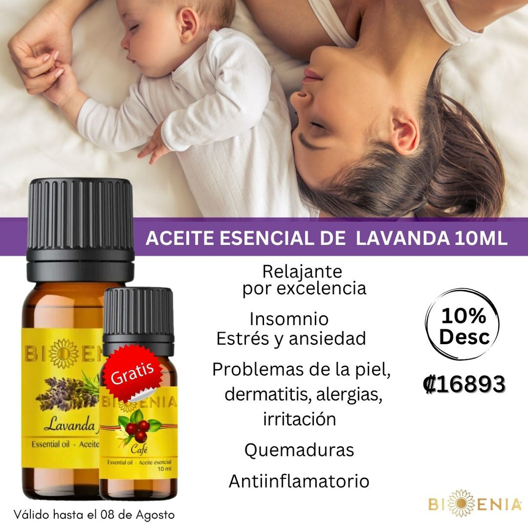 Aceite Esencial de Lavanda Fina 10ml + Aceite Esencial de Cafe 10 ml gratis 10% Desc