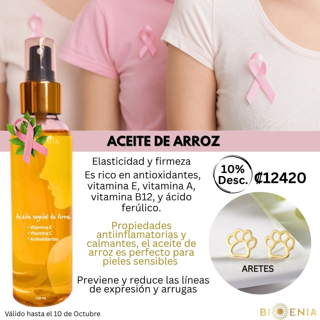 Aceite de Arroz + Aretes 10%Desc