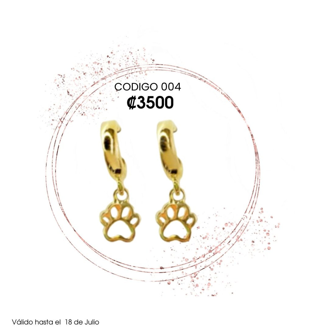 Aretes huellas de perro codigo 004