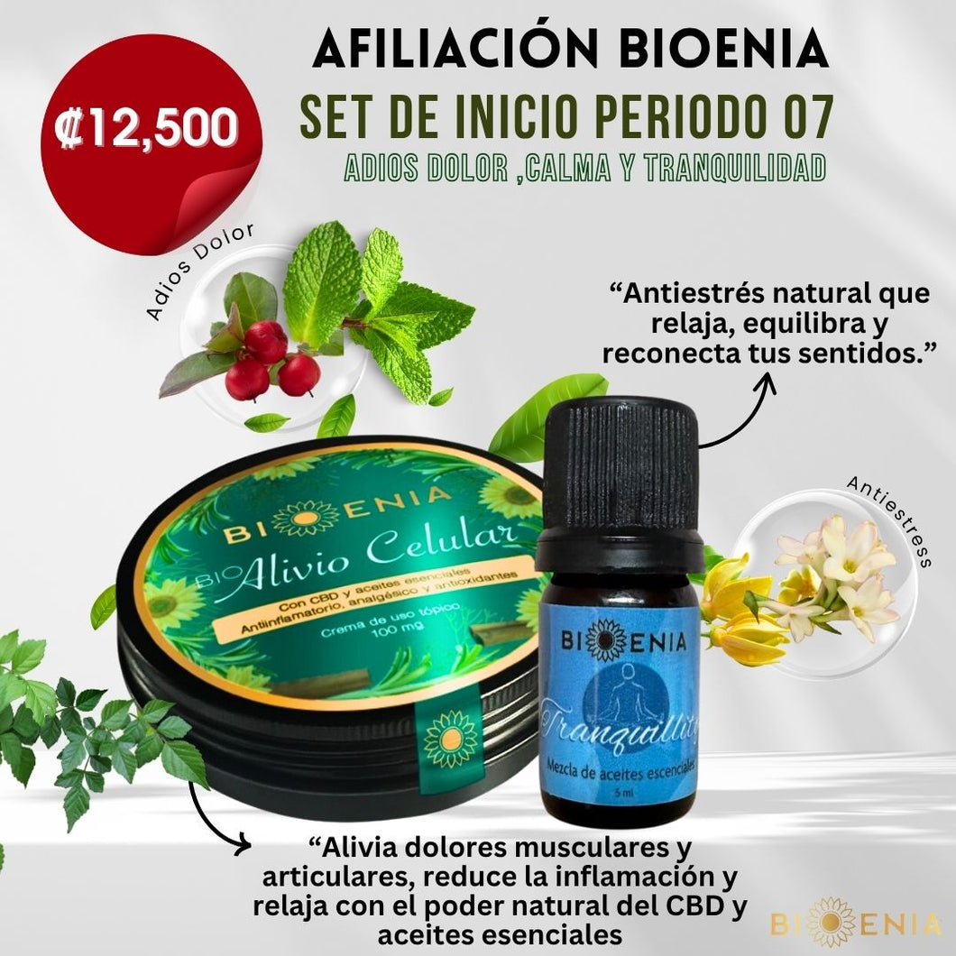 SET DE INICIO CREMA BIO ALIVIO +MEZCLA TRANQUILITY